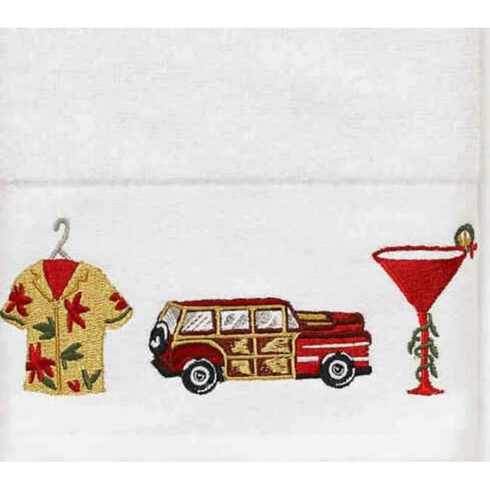 Tommy Bahama Happy Hula Days Hand Towels Set of 2 Embroidered Tropical Christmas